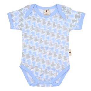 Short Sleeve Baby Bodysuit – Blue Dinosaur Print