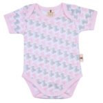 Short Sleeve Baby Bodysuit – Pink Dinosaur Print